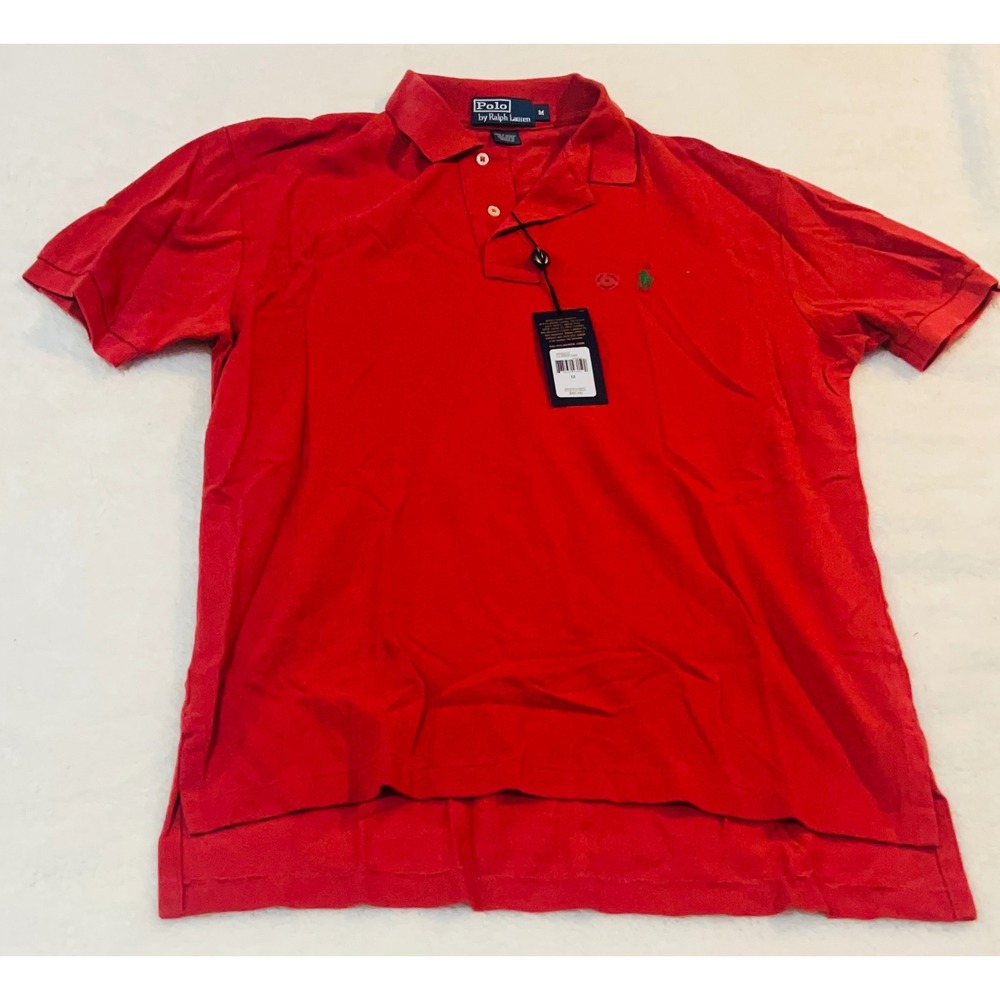 Polo Ralph Lauren Mens Classic Fit Mesh Polo Shirt Red Cotton Size M NEW